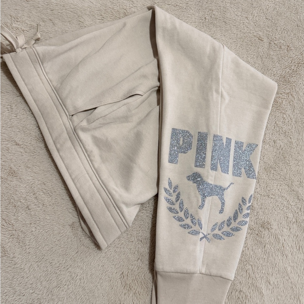 PINK Victoria's Secret Cream pull-up tie waist Sweatpants